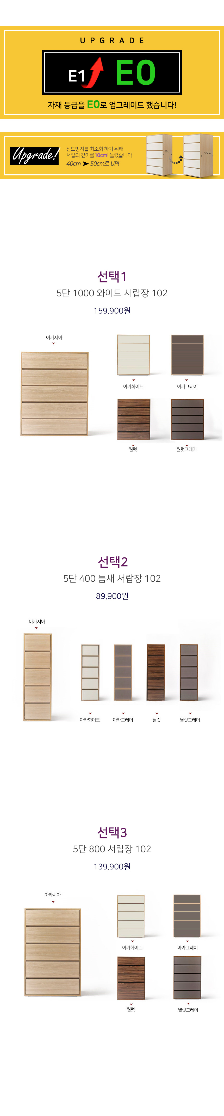 초대형 광폭 5단 1000 와이드 서랍장 102 상세 이미지 1